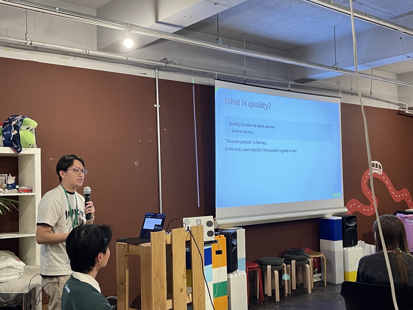 Yoshiki Ito presenting at Vibe Coders Tokyo #11, slide showing What is quality?